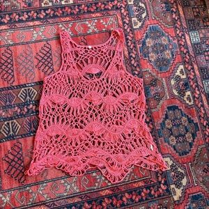 Coral Crochet Tank Top